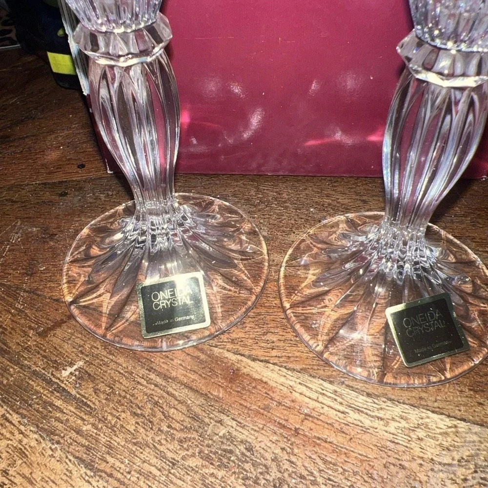 Oneida Crystal Southern Garden Toasting Flutes Pair‎ Frosted Rose Barware Bridal